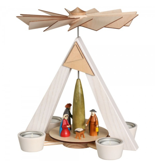 Teelichtpyramide weiß Christi Geburt