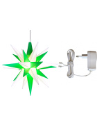 Herrnhuter Stern ® Plastik A1e, 13 cm, weiß-grün, inkl. LED Netzgerät für 1-2 Sterne
