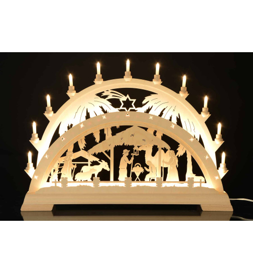 Schwibbogen mit LED-Band Christi Geburt mit Palmen