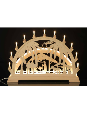 Schwibbogen mit LED-Band Christi Geburt mit Palmen