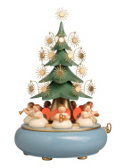 Spieldose mit unter dem Weihnachtsbaum sitzenden Engeln