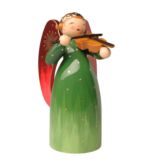 Engel reich bemalt grün, mit Violine
