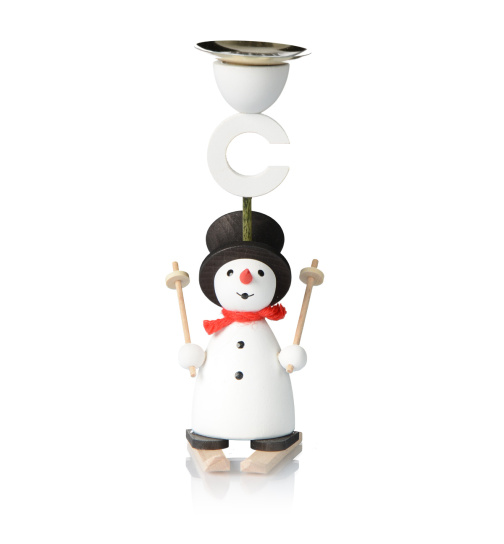 Baumbehang Kerzenhalter Schneemann mit Ski