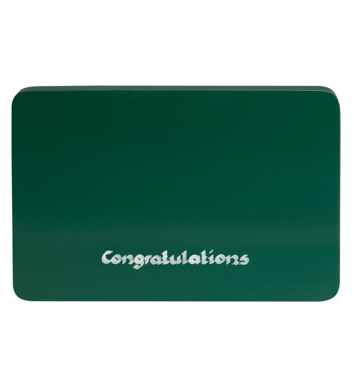 Beschriftete Sockelplatte "Congratulations" ("Herzliche Glückwünsche") in grün