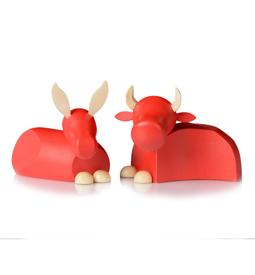 Ochse und Esel modern groß rot/natur