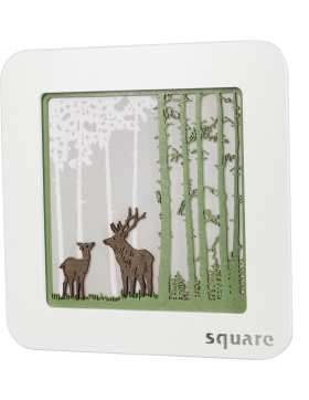 Square Wandbild LED Wald weiß/grün