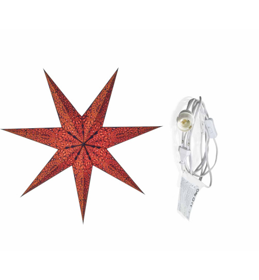 Stern mit Beleuchtungskabel weiß 4 m
