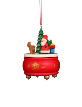 Baumbehang Spieldose rot mit Weihnachtsmann