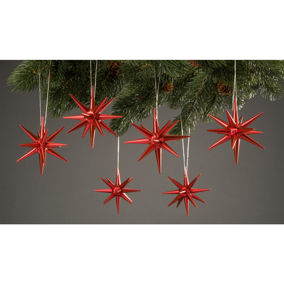 Baumschmuck Weihnachtsterne klein rot-metallic, 6-tlg. | Preissler