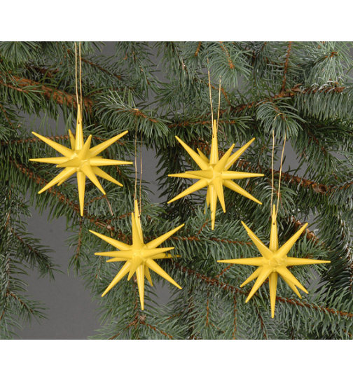 Christbaumschmuck Weihnachtsterne groß gelb, 4-teilig