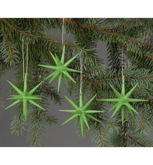 Christbaumschmuck Weihnachtsterne groß hellgrün, 4-teilig