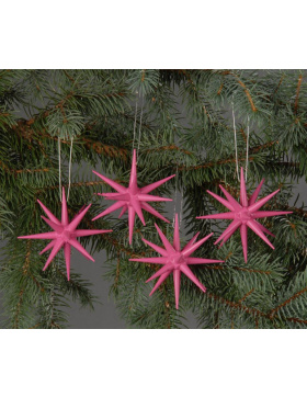 Christbaumschmuck Weihnachtsterne groß  pink, 4-teilig