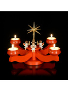 Adventsleuchter rot mit 4 sitzenden Engeln
