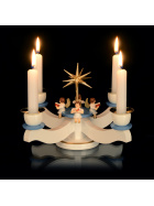 Adventsleuchter weiß/blau mit 4 sitzenden Engeln
