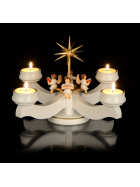 Adventsleuchter weiß mit 4 sitzenden Engeln