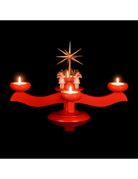 Adventsleuchter rot mit 4 stehenden Engeln