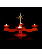 Adventsleuchter rot mit Weihnachtsstern und Rondell