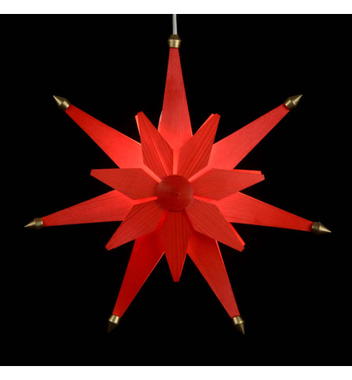 Weihnachtsstern doppelt mit Beleuchtung, D: 38 cm, rot