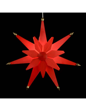 Weihnachtsstern doppelt mit Beleuchtung, D: 38 cm, rot