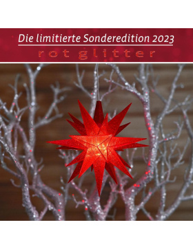 Herrnhuter Stern ® a1e rot-glitter, limitiert 2023