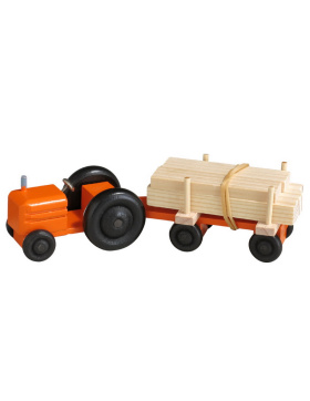 Holzspielzeug Traktor mit Anhänger-Schnittholz