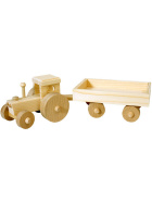 Holzspielzeug Traktor mit Anhänger-natur