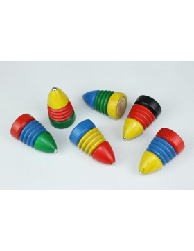 Holzspielzeug Peitschenkreisel dreifarbig einzeln