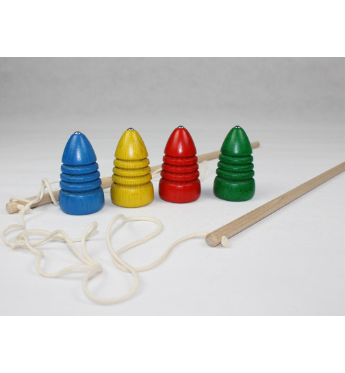 Holzspielzeug Peitschenkreisel einfarbig einzeln
