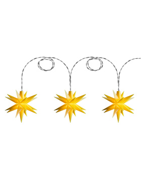 Mini-Sternenkette gelb  8 cm  3er Set mit Batteriehalter