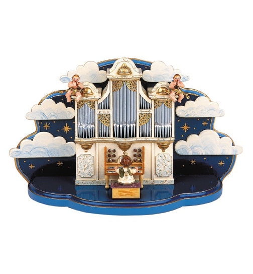 Orgel mit kleiner Wolke und Musikwerk