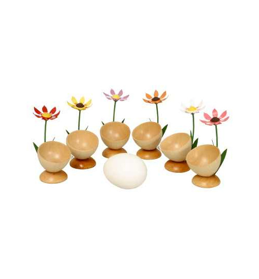 Eierbecher mit Blumen, 6er Set