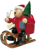 Räuchermännchen Weihnachtsmann mit Schlitten